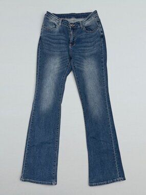 Medium Wash Bootcut Flare Jeans Faded Thighs Womens S